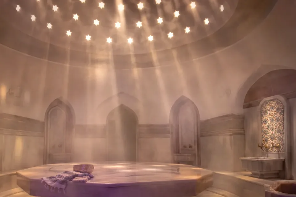 Elena — hamam bölümü, kurna ve mermer