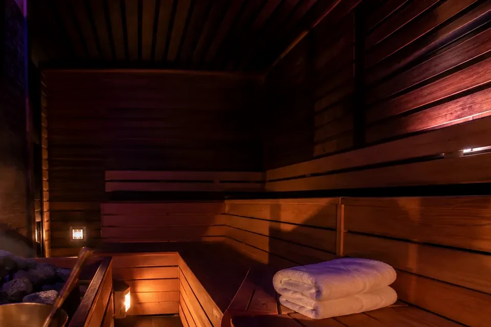Elena — sauna iç görünüm, ahşap ve ışık
